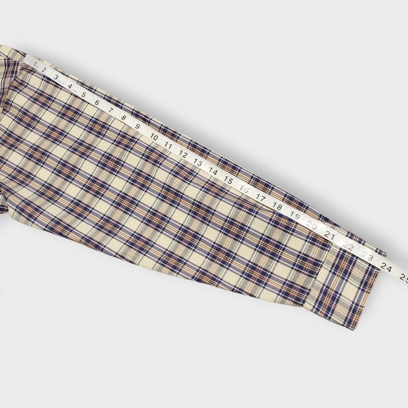 Big Mac Vtg Plaid Work Utility Shirt Large Tan Blue Brown Sz 16-16.5 USA - Picture 8 of 10